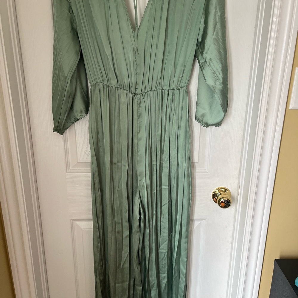 Zara Green Pleated Jumpsuit